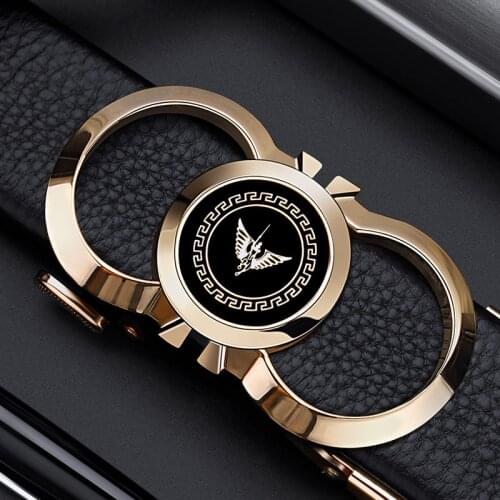 Leather belt mens high quality leather luxury mens belt mens metal automatic buckle mens belt