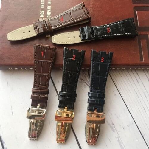 Genuine leather bracelet Watchband Sports watch strap Black 26mm Watch accessories handmade wristwatches band use for AP