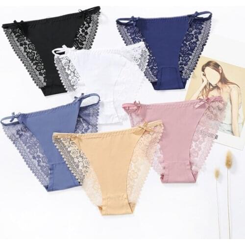 Sexy Panties Female Lace Underpants Ice Silk Ultra-thin Seamless Underwear Womens Low Waist Ladies Briefs Plus Size L-2XL