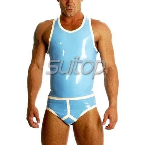 Sexy mens rubber jumpsuit body suit latex lingerie