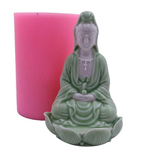 NewestBuddha Avalokitesvara Candle Mold Silicone Molds for Candle Wax Aroma Gypsum Plaster Mould Ceramic Resin Clay Crafts Molds