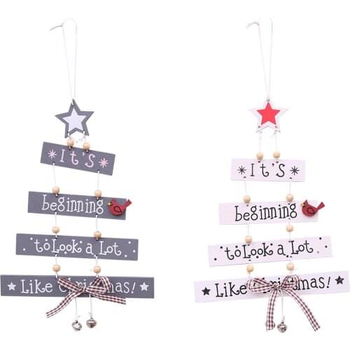 Natural Xmas Elk Wood Craft Christmas Tree Ornament Noel Christmas Decoration for Home Wooden Pendant Navidad Gift 2021 New Year