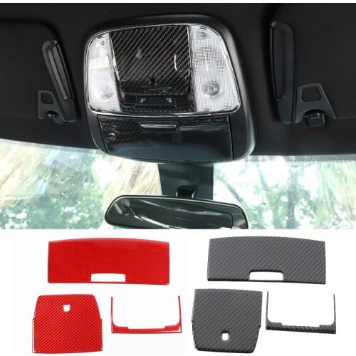 Carbon Fiber Interior Front Reading Light Lamp Cover Decoration Trim Fit for Dodge Charger 2015-2021 Car Accessories