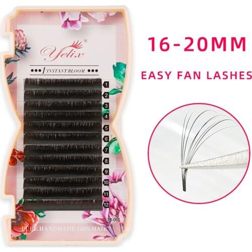 YELIX Easy Fanning Eyelash Extensions 16-20mm volume lashes natural soft lash extension easy fan dropshipping Private label