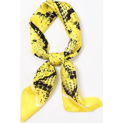 Yishine Snake Prints New 70x70cm Women Multifunction Polyester Silk Scarf Satin Small Square Wraps Scarves Neckwear Handkerchief