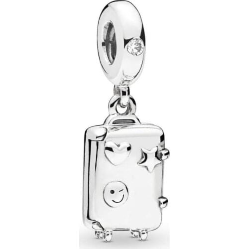 Authentic 925 Sterling Silver Bead Suitcase Pendant Charm Fit Fashion Women Pandora Bracelet Bangle Gift DIY Jewelry