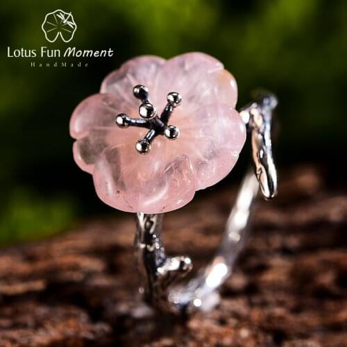 Lotus Fun Moment Real 925 Sterling Silver Handmade Designer Fine Jewelry Cute Flower in the Rain Ring Open Rings for Women Gift