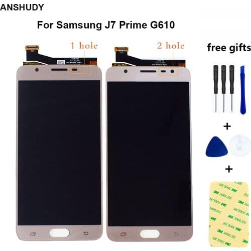 For Samsung Galaxy J7 Prime G610 G610F On7 2016 G6100 LCD Display Touch Screen Assembly Single Double Holes Replace Digitizer