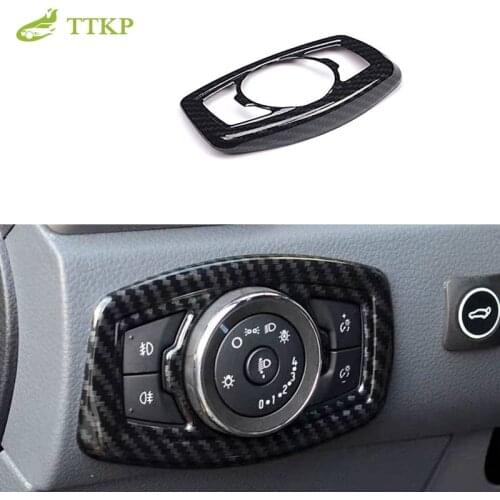 Fit for Ford Ranger Everest Endeavor Accessories 2015-2019 Carbon Fiber Color 1 pc Switch Headlight Decorative Covers
