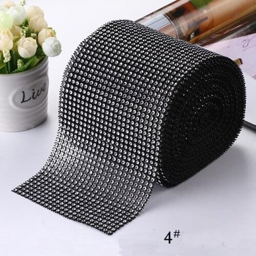 1 Yard 12 cm Width Black Crystal Diamond Rhinestone Mesh Wrap Net For Table Birthday Wedding Party Decoration DIY Material