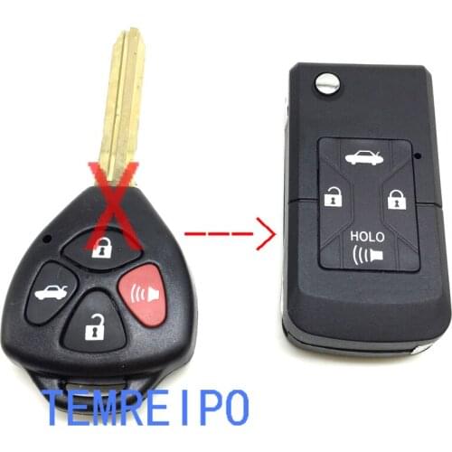 10pcs/lot 3+1 Button Smart Remote Uncut Blank Flip Folding Fob Key Shell Case For Toyota Camry Corolla Venza Reiz Rav4