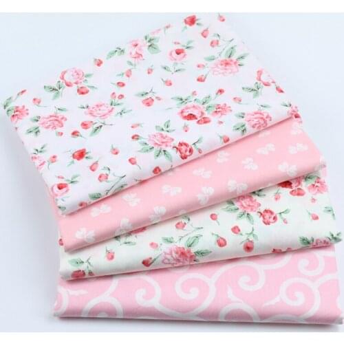100% cotton twill texile light pink beige with pink rose bowknot vine fabrics for DIY crib bedding apparel dress quilting decor