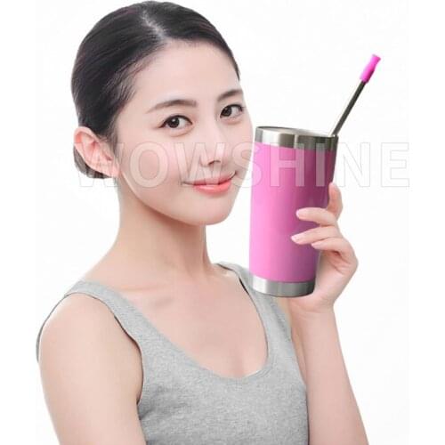 Wowshine New Free shipping 100pcs silicone sleeve stainless steel straw mouth protector for 8mm Diameter straws