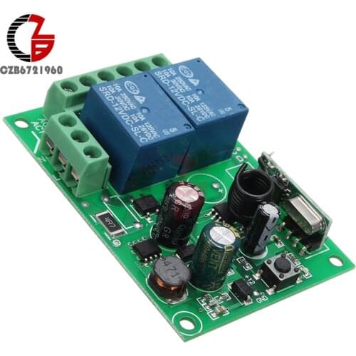 2 Channel Wireless Relay Module RF Control Switch Transmitter DC 12V 10A 433MHz Heterodyne Receiver
