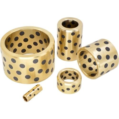 2pcs 22mm inside JDB graphite brass composite bushing wear-resistant sleeve bush oil brassiness bearing 32mm OD 10mm-60mm long