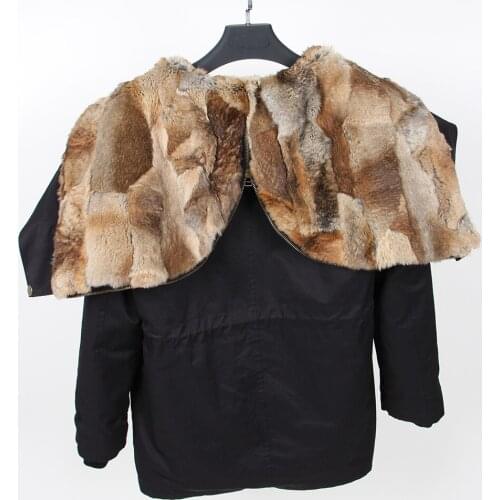 2021 New Winter Fashion womens luxurious rabbit fur coat large raccoon fur hooded parka bomber jacket