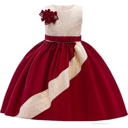 2021 Summer Kids Vintage Evening Dress For Girl Children Costume Flower Party Princess Dresses Girls Vestido Sleeveless Clothes