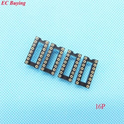 30pcs Round Hole 16 Pin 2.54MM DIP IC Socket Adaptor Solder Type IC Connector (If you need other quantity, please contact us )