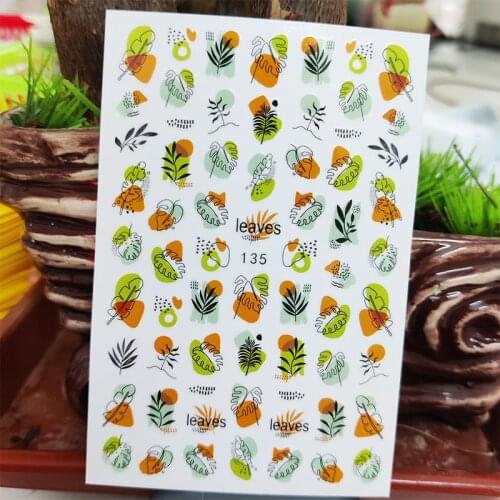 3D Nail Sticker Decals Self-adhesive Stickers for Nails Tree Leaf Line Graffiti Stickers for Manicure Nail Art Decoration
