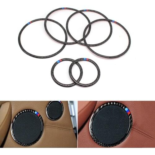 4pcs / 6pcs Car Styling Real Carbon Fiber Door Audio Speaker Ring Sticker Loudspeaker Cover Trim For BMW X5 E70 X6 E71