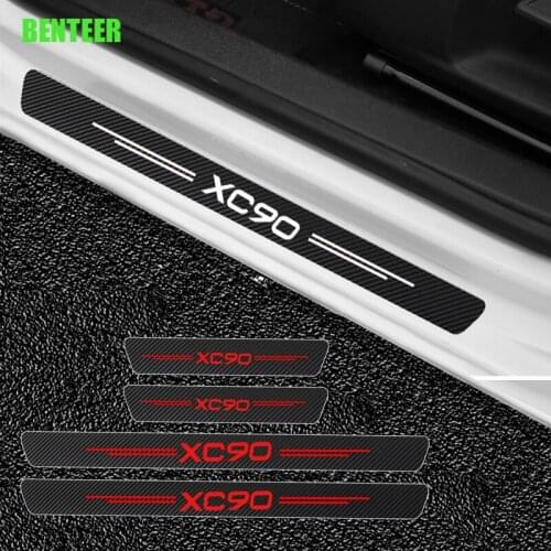 4pcs Carbon Fiber Car Door Sticker For Volvo XC90 Auto Accessories