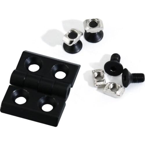 4pcs Door Butt Hinges,Door Frame Black Metal Hinge with Screws and T nut for Aluminum Extrusion Profile 20S 30S