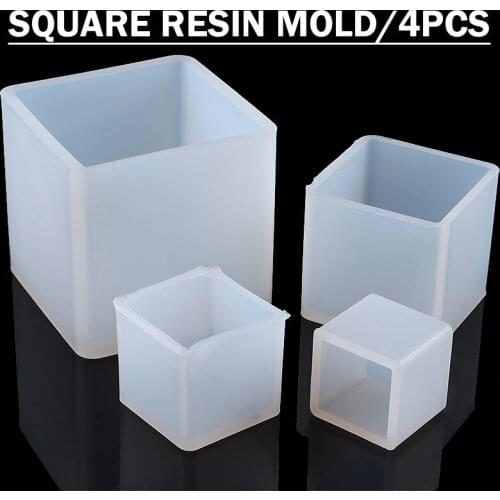 4Pcs Transparent Silicone Pendant Mold Jewelry Making Cube Resin Mold Casting Mould DIY Craft Pendant Making Tools 2/2.5/3.5/5cm