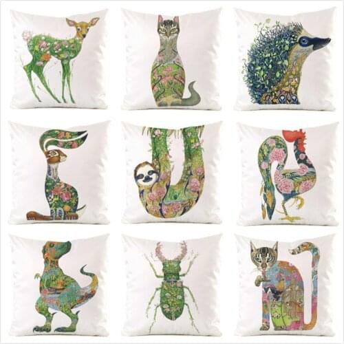 45cm*45cm **Blassoming animal** Inimitated Silk Fabric Throw Pillow Covers Couch Cushion Cover Home Decorative Pillows
