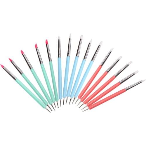 5pcs/set 2 Way Pottery Clay Ball Styluses Tools Polymer Clay Sculpture Tool Silicone Shapers Dotting Tool Nail Art Carving Tools