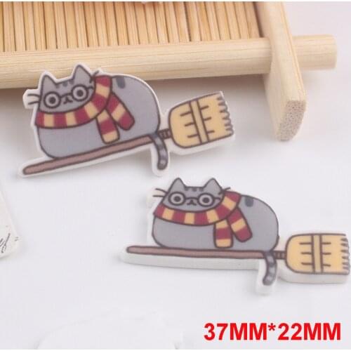 50pcs/lot 37*22MM Cute Cartton Cats Flatback Resin Planar Resins DIY Craft Embellishments for Home Decoration Accessories FR565