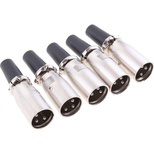 5X XLR 3 Pin Male MIC Jack Plug Audio Microphone Cable Connector