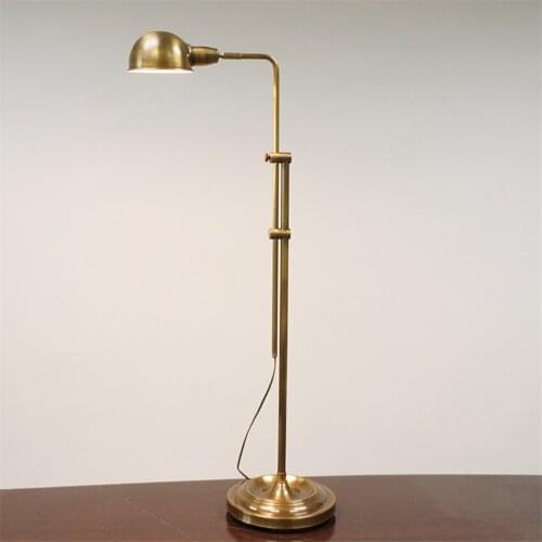 American Retro Rotation All-copper Floor Lamps Standing Bedroom Living Room Lamp European Study Table Floor Lights Deco Lighting