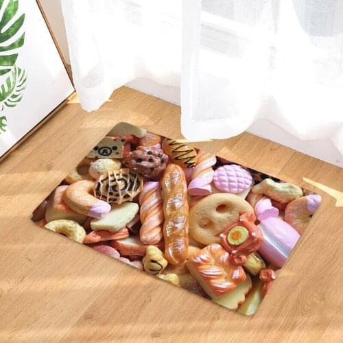 Anime Customized Doormat Decor Print Gourmet Desserts Floor Door Mat Non-Slip 3D Soft Flannel Carpet for Hallway Bedroom