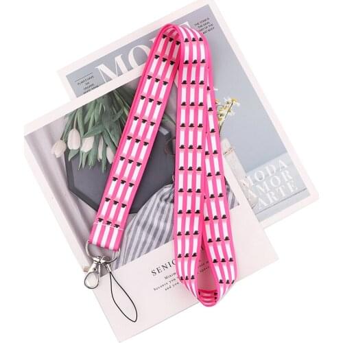 Flyingbee Pink Mushroom Creative Neck Strap Lanyards ID Badge Card Holder Keychain Phone Gym Strap Webbing Necklace Gifts X2197