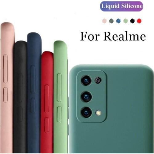 For Realme 7 5G Case for Realme 8 7 5G V5 X7 Q2 6 Pro Cover Coque Capa Fundas Original Liquid Silicone Bumper For Realme 7 5G