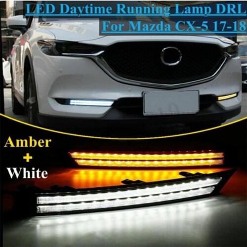 For Mazda CX-5 CX5 2017 2018 2019 DRL 12V Dynamic Turn Signal Relay Waterproof Car LED Daytime Running Light Fog Lamp Decoration