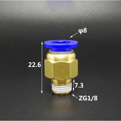 DN6 G 1/8" BSP Male x Fit Tube OD 8mm Brass Pneumatic Air Hose Quick Connector Push In Coupler Water Gas Oil