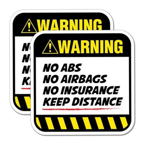 Fuzhen Boutique Decals Exterior Accessories Danger Car Sticker Warning NO ABS AIRBAGS INSURANCE KEEP DISTANCE Decal PVC 8.5cm