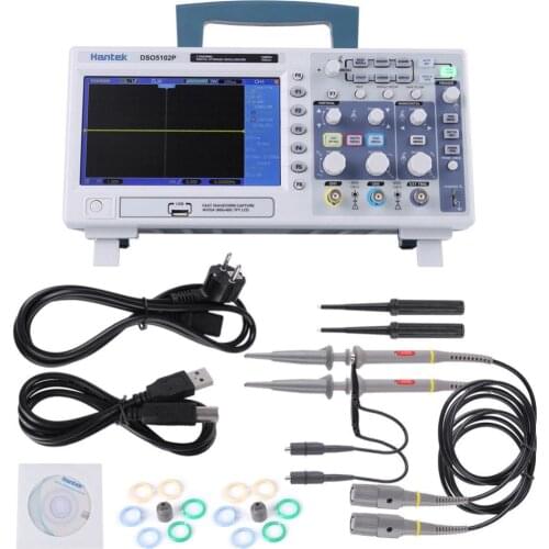 Hantek DSO5102P Digital Storage Oscilloscope Lcd USB 1Gsa/S 100MHz 17.8cm TFT Handheld Osciloscopio 40K 2CH