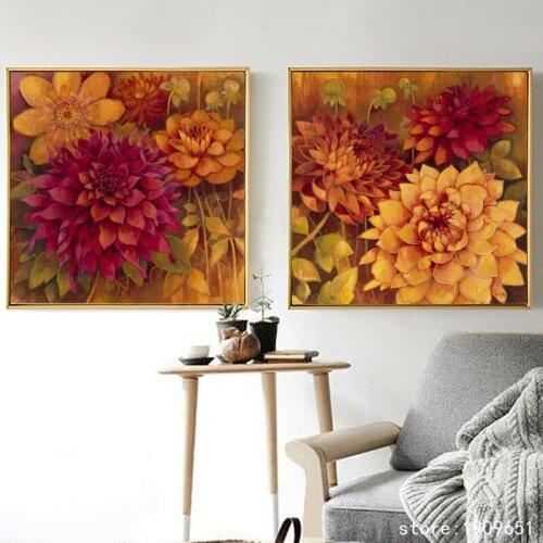 Cotton no frame pastoral flowers plant canvas printings oil painting printed on cotton home wall art decoration pictures