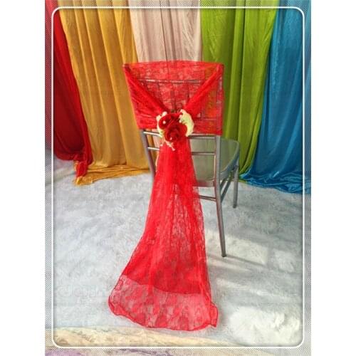 Chair Hoods Caps Sashes Bow Lace Fabric Runner Tablecloth Napkins Skirt Overlay Linen Party Wedding Home (Wtihout Flower)