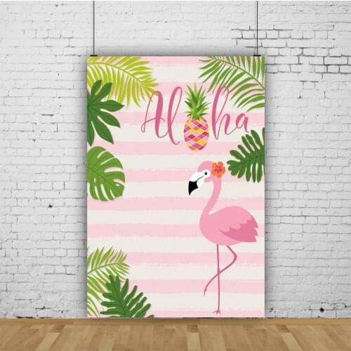 Summer Backdrop Flamingo and Leaves Photography Background Celebration Newborn Holiday Photo Booth Studio Decor