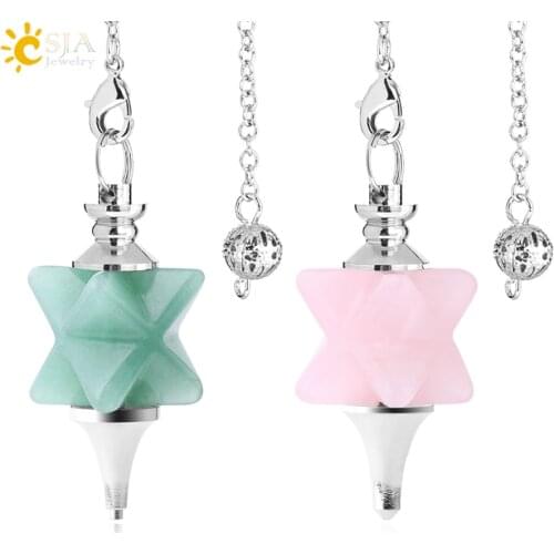 CSJA Merkaba Pendulum for Dowsing Divining Wicca Big Natural Stone Reiki Crystal Biolocation Metaphysical Spiritual Pendant F824