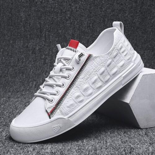 High Quality Crocodile Grain Microfiber Leather Mens Shoes Flat Bottom Non-Slip Mens Sport Shoes Walking Casual Shoes For Men