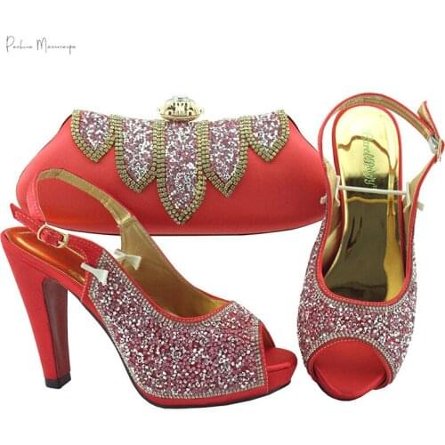 Black Shoes and Bags Set African Sets Italian Shoes and Matching Bags African Women Rhinestone Wedding Shoes