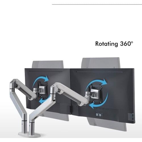 Dual Arm Monitor Mount Desk Stand,Fully Adjustable Aluminum Monitor Holder Gas Spring Monitor TV Mounting for 17-32'' OZ-2