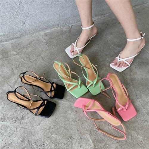 2021 Summer New Women Sandal Shoes Fashion Design Narrow Band Gladiator Romen Sandal Ladies Thin High Heel Dress Sandal Shoes