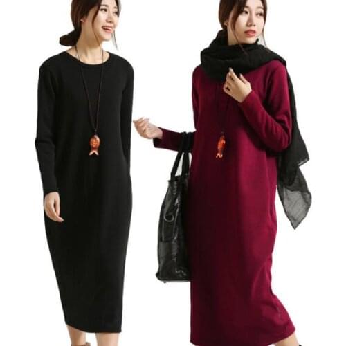 8 Colors Plus size XS-5XL 6XL Women long sleeve Autumn dress,Thickening Thermal Basic Winter Dress,office dress vestido de festa