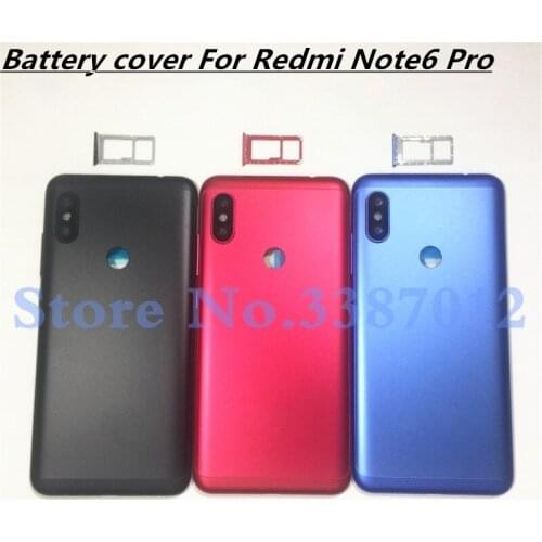 Original For Xiaomi Redmi Note 6 Note6 Pro Back Cover Housing Rear Battery Door Camera Glass Side Key Repair Parts