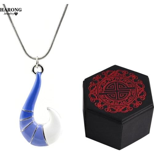 Harong Ladybug Fox Tail Necklace Pendant Blue Enamel Necklace Silver Chain for Boy Girl Anime Trendy Jewelry Women Cosplay Gift